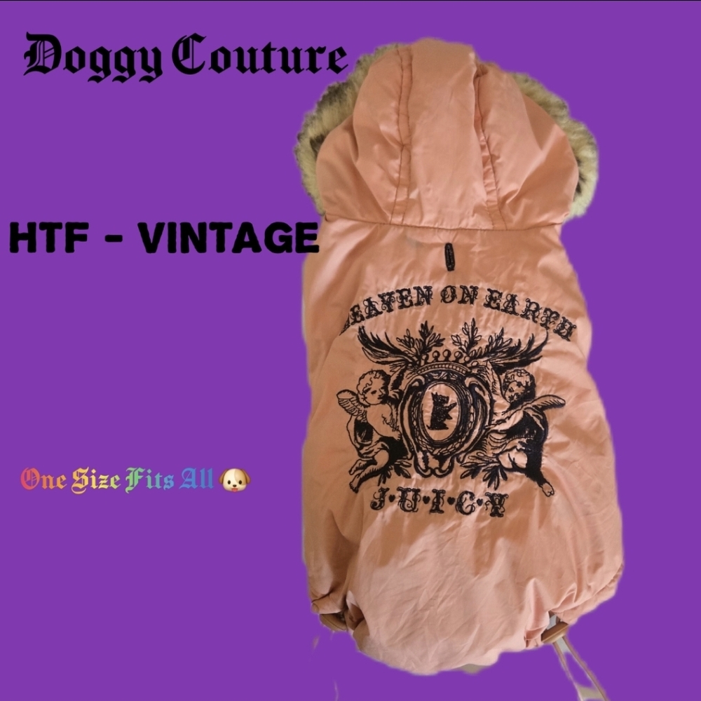 EUC Vintage JUICY - Doggy Couture Pink Fur-Lined Down Feather Dog Jacket